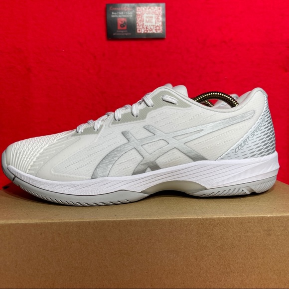 Asics Court Speed FF SAMPLE PAIR Men's Size 9 Running Shoes White Silver - Picture 4 of 12
